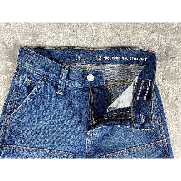 GAP Kids ‘90s Original Straight Carpenter Jeans - Size 12 Slim - Blue Denim EUC - Picture 5 of 13